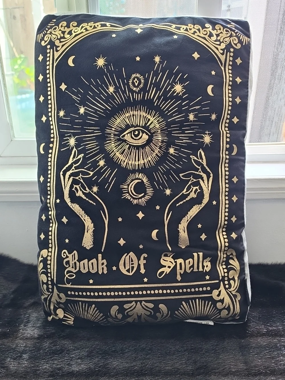 Book of Spells Decorative Throw Pillow - Black and Gold